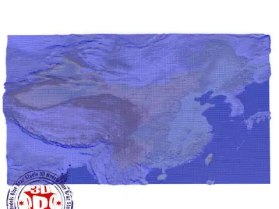 China elevation map 3D model
