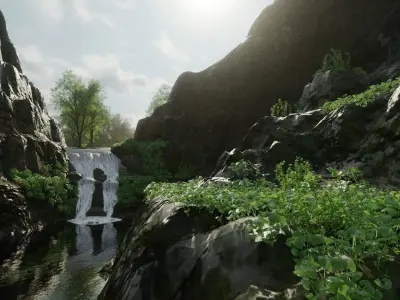 Scene river with rocks in it 3D model