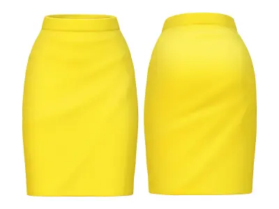 Tie-Dye Yellow Elegant Outfit Top Skirt Bag Low-poly 3D model