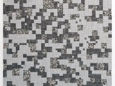 Paving square stone pebble n1 3D model