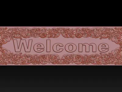 WELCOME ORNAMENTAL CNC SIGN 3D RELIEF MODEL 3D print model
