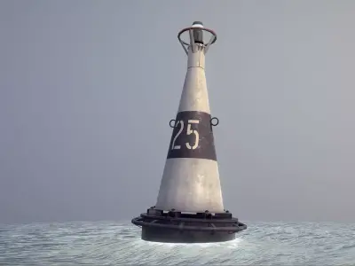 Buoy River RB-6-01 Left Turn Mark Low-poly 3D model