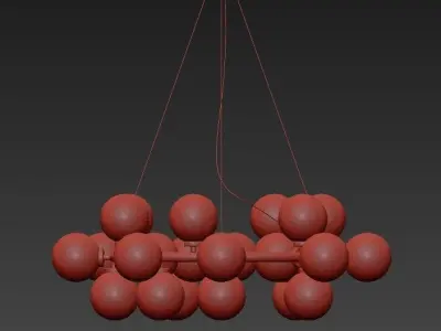 Bubble chandelier with balls hanging from it 3D model