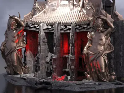 Sci-Fi dark Cyberpunk Shogun 2 Kitbash 3D model