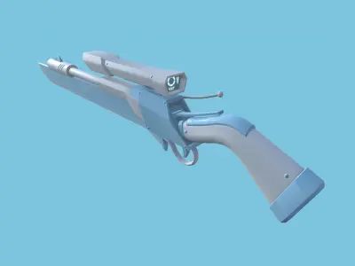 Sniper Gunblade 08 Blue Cartoon - Character SciFi Design Low-poly 3D model