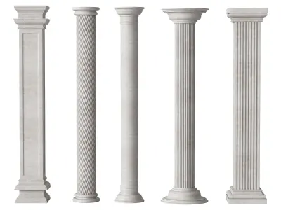 Marble Quintet Columns with Classic Design 3D model