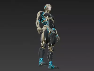 Black Gold Humanoid Face Robot Low-poly 3D model