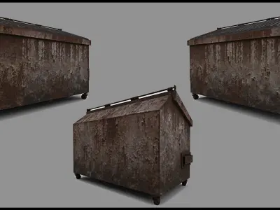 LowPoly Dustbin Game Ready With 10 Different Texture Set Low-poly 3D model