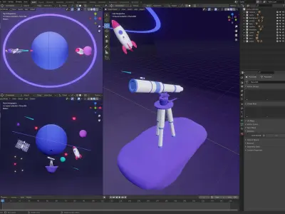 Cosmos - 3D Space illustration Low-poly 3D model