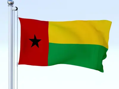 Animated Guinea-Bissau Flag Low-poly 3D model
