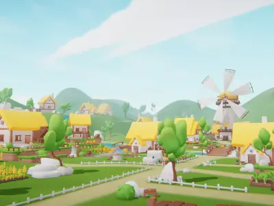 Gleamshire - Fantasy Low Poly Village 3D Pack Low-poly 3D model