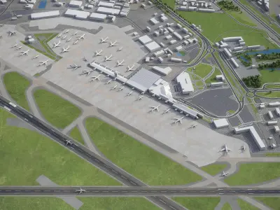 Warsaw Chopin Airport Low-poly 3D model