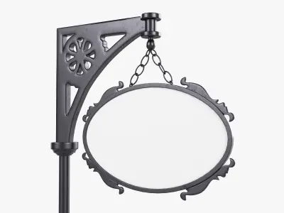 Forged column with hanging sign 04 3D model