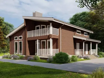 3D model of a wooden house 3D model