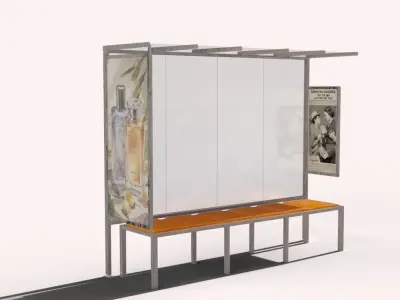 Bus Stop - Pack Low-poly 3D model