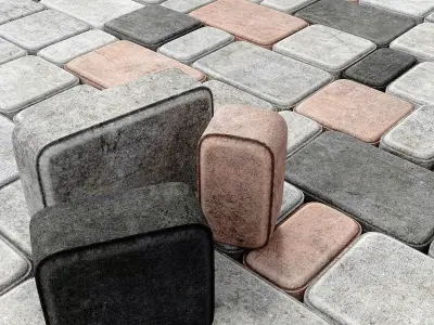 Paving stone street n1 3D model