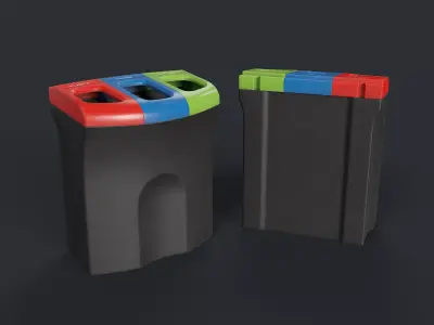 Street Trash Can 30 PBR Game Ready Low-poly 3D model