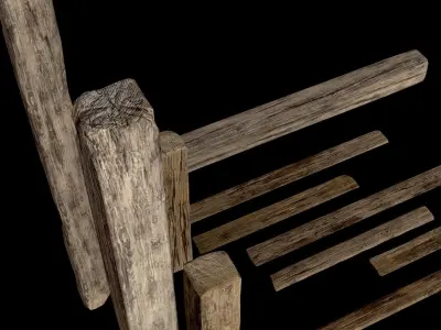 Old Wooden planks arches and beams  30 items 3D Model Pack