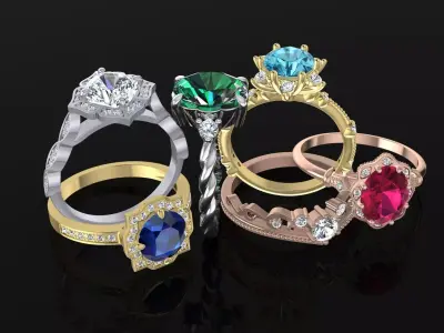 Engagement ring 3D Model Pack