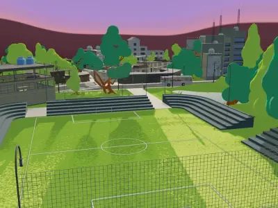Woodland town Low-poly 3D model
