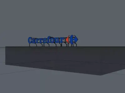 Logo and sign Carrefour with lights Free 3D model