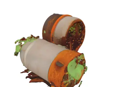 Modular Rusted Overgrown Industrial Pipe Low-poly 3D model