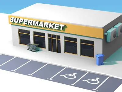 SuperMarket cartoon-style 3D model