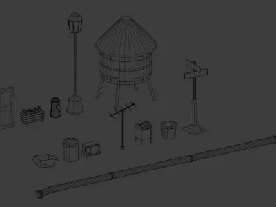 Street props Free low-poly 3D model purchase