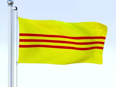 Animated South Vietnam Flag Low-poly 3D model