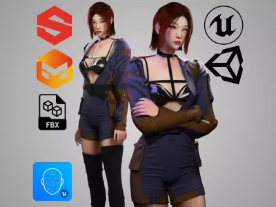 futuristic Woman - GameReady Low-poly 3D model purchase