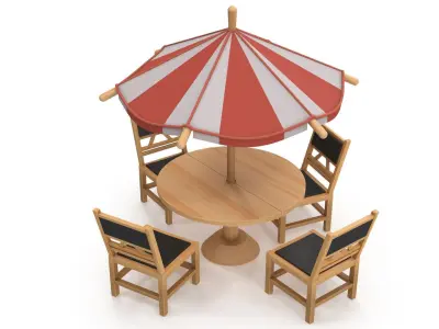 Table and stools 3D model