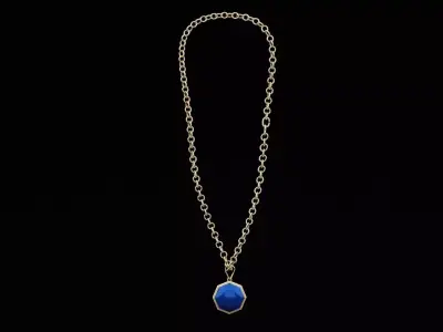 Blue Pendant Necklace Low-poly 3D model