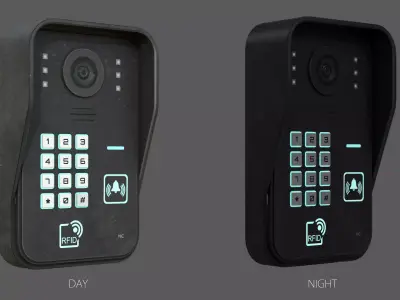 RFID Door Intercom with cam Low-poly 3D model