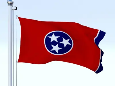 Animated Tennessee Flag Low-poly 3D model
