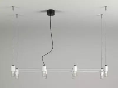 Quadrante light fixture with bars hanging from ceiling 3D model