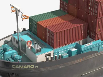  Camaro V Container Barge Loaded Dutch Flag Gray 