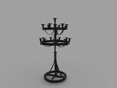 Medieval Standing Candle Lamp Free low-poly 3D model