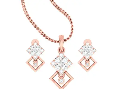 Triangular Light wt Pendant Earrings Set 3dm stl obj mtl gltf 3D print model