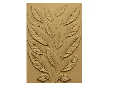 Decorative Leaves Branch Relief Wall Decor Set STL Mural CNC 383 3D model