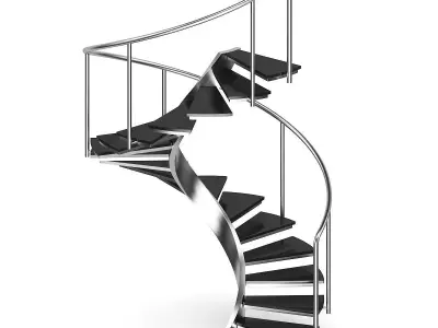 Black Metal Spiral Stairs 3D model
