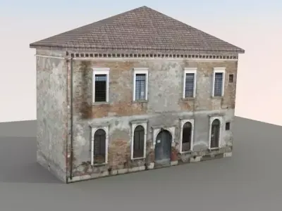 Low Poly Apartment Building Venice 001 3D Model Low-poly 3D model