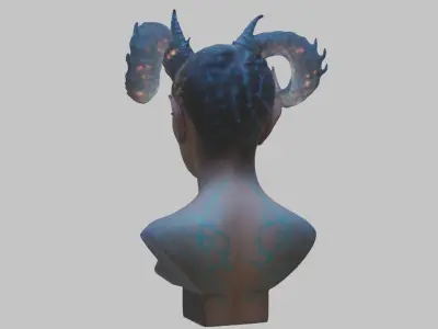 Ethereal Fantasy Demon Woman Girl Head Bust Low-poly 3D model
