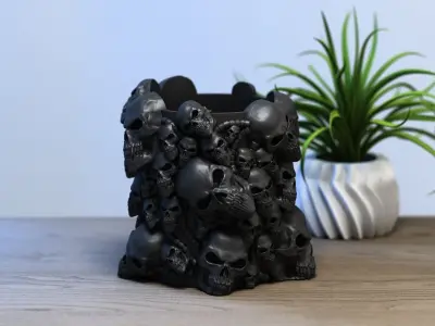 Skull robot pen holder Cyborg pen holder Perfect Gamer Gift 3D print model