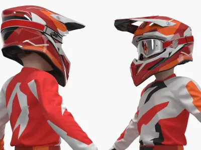  Kids Motocross Gear Set Red-Orange 