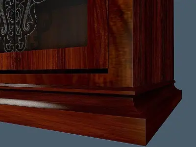 console wooden cabinet with ornate doors 3D model