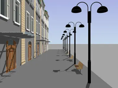 Retro row house by REVIT 3D model