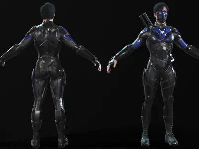 SuperHeroGameReady ninja in suit Low-poly 3D model