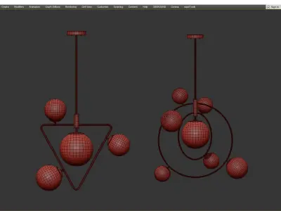 COSMOGONY A pendant light with marble balls hanging from it Low-poly 3D model