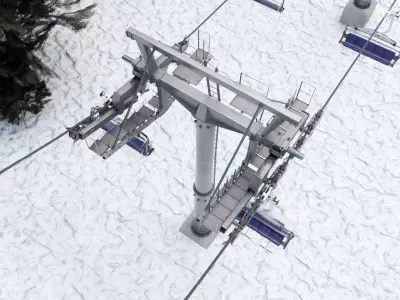 ski lifts Low-poly 3D model