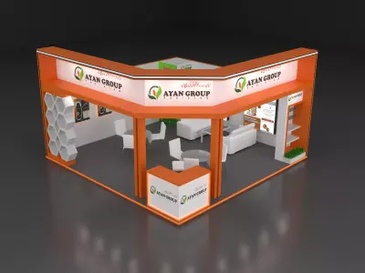 Exhibition Booth 01 20ft x 20ft x 14ft --Corner Low-poly 3D model